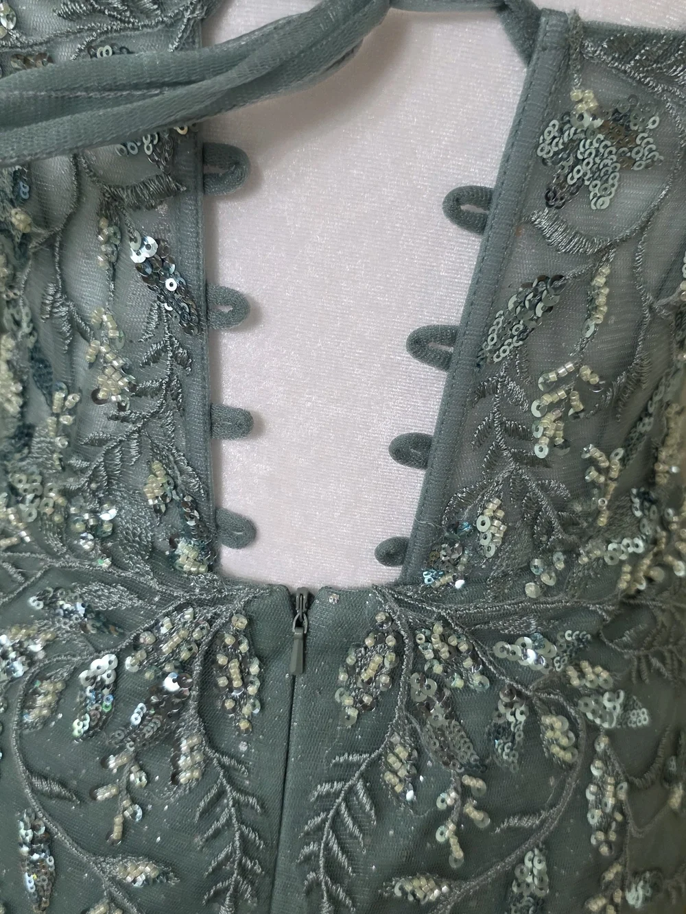 eva mendes for New York & Company Sage Beaded Floral Tulle Gown